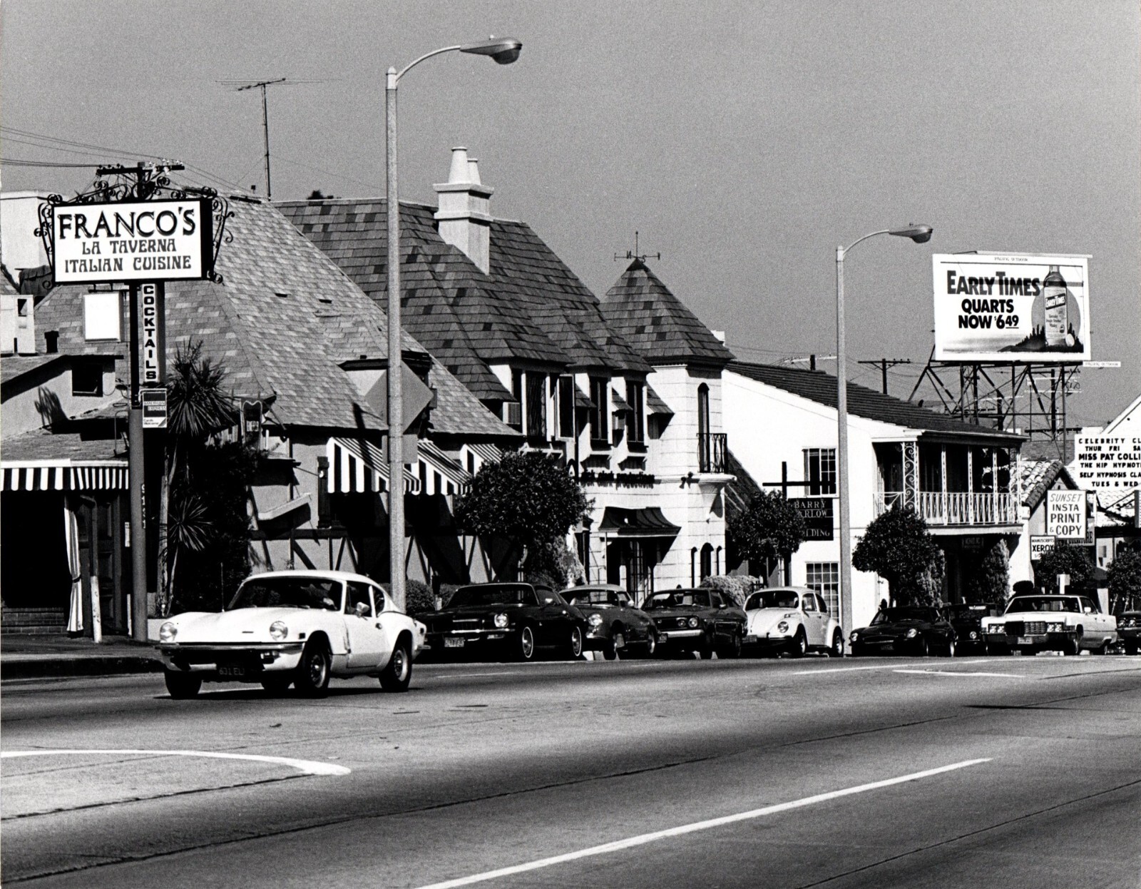 Vtg 1970's Original B&W Photo Sunset Blvd Los Angeles CA Street 8x10 Franco's