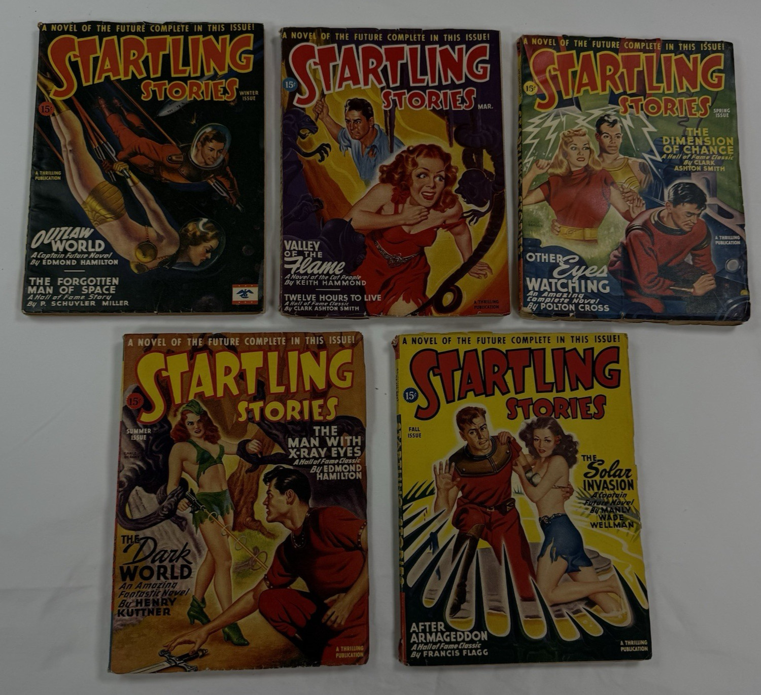 Startling Stories Pulp Lot of 5 1946 Vol 13 1, 2 & 3 & Vol 14 1 & 2 in VG Cond