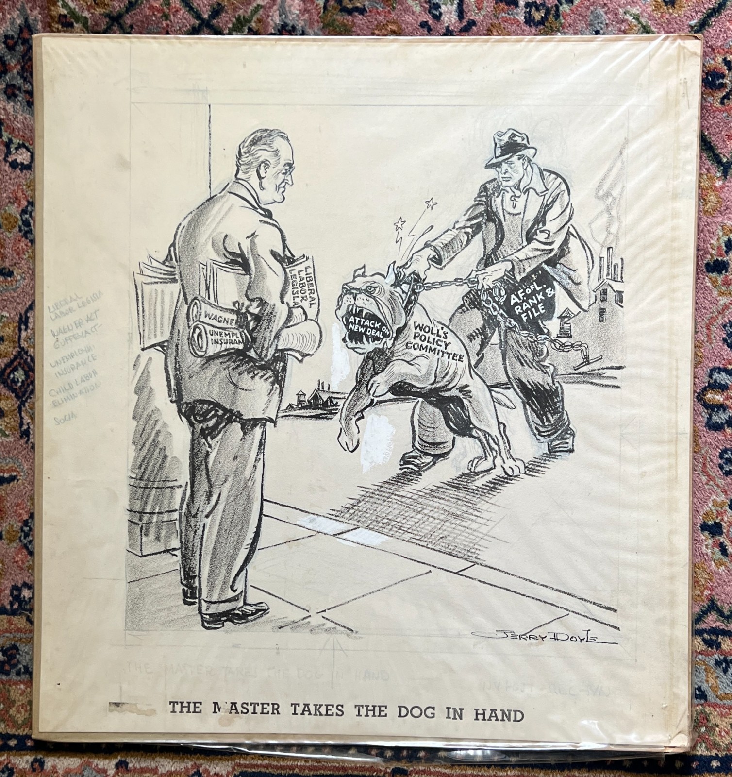 Jerry Doyle Original 1930s FDR New Deal Political Cartoon 18\
