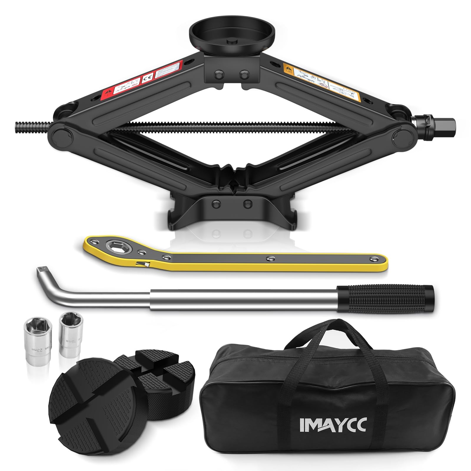 IMAYCC Car Jack Kit 2.5 Ton, Universal Scissor Car Jack, Portable Tire Changing