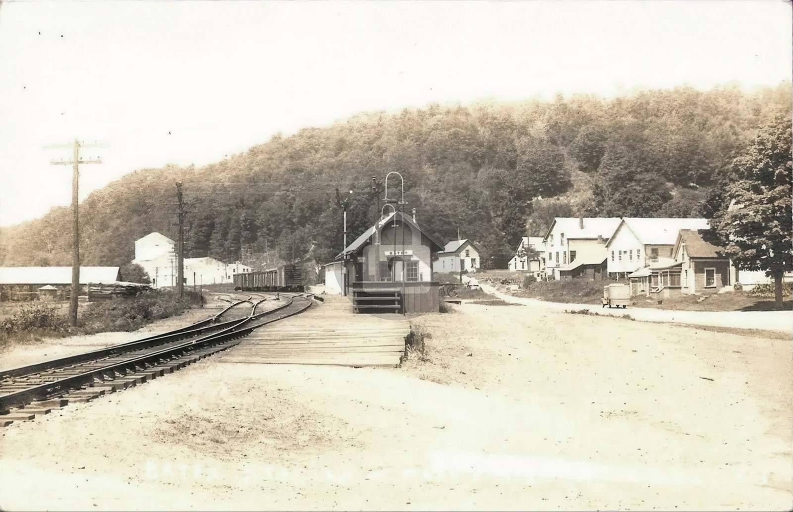 1900s West Paris ME Maine Bates Railroad Station RPPC Photo Postcard COPY
