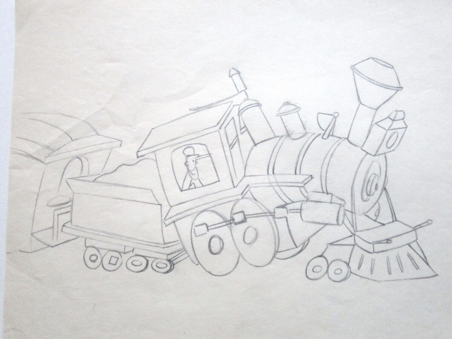 1950 CASEY JR   STEAM TRAIN  WALT DISNEY ORIGINAL animation PRODUCTION DRAWING
