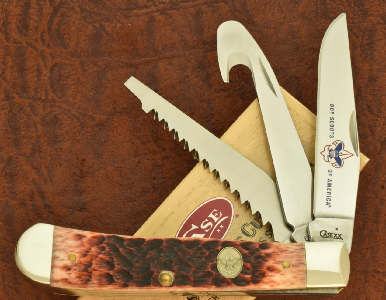 CASE XX USA 2007 BSA BOY SCOUT 3 BLADED TRAPPER KNIFE 6354 GS SS RARE (36868)