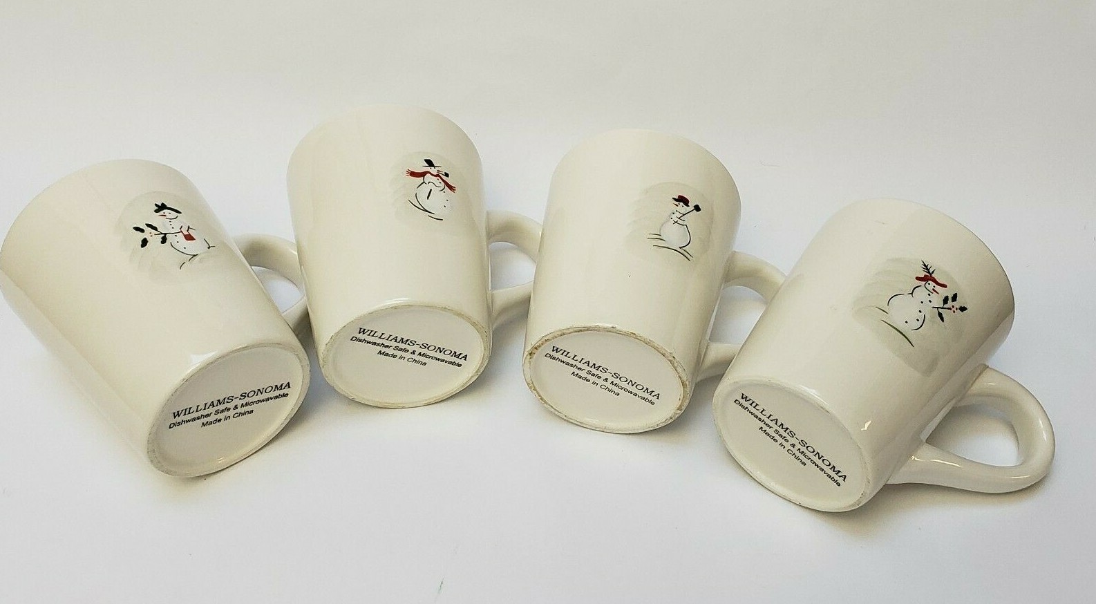 Williams-Sonoma A Merry Group of Snowmen Coffee Mugs Cups (4)