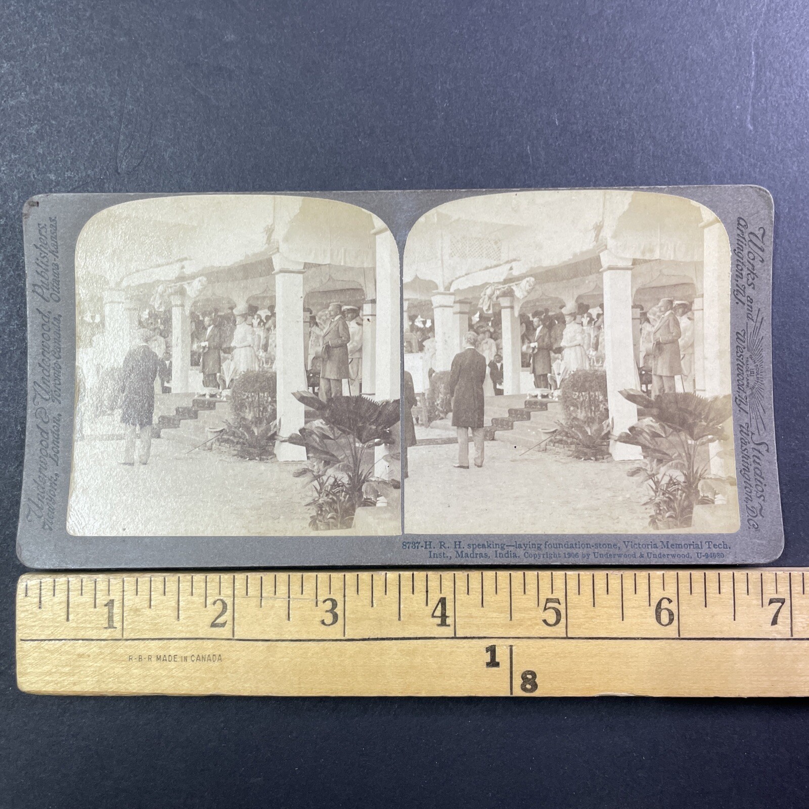 India Stereoview Underwood & Underwood 1906 Victoria Memorial Tech Inst