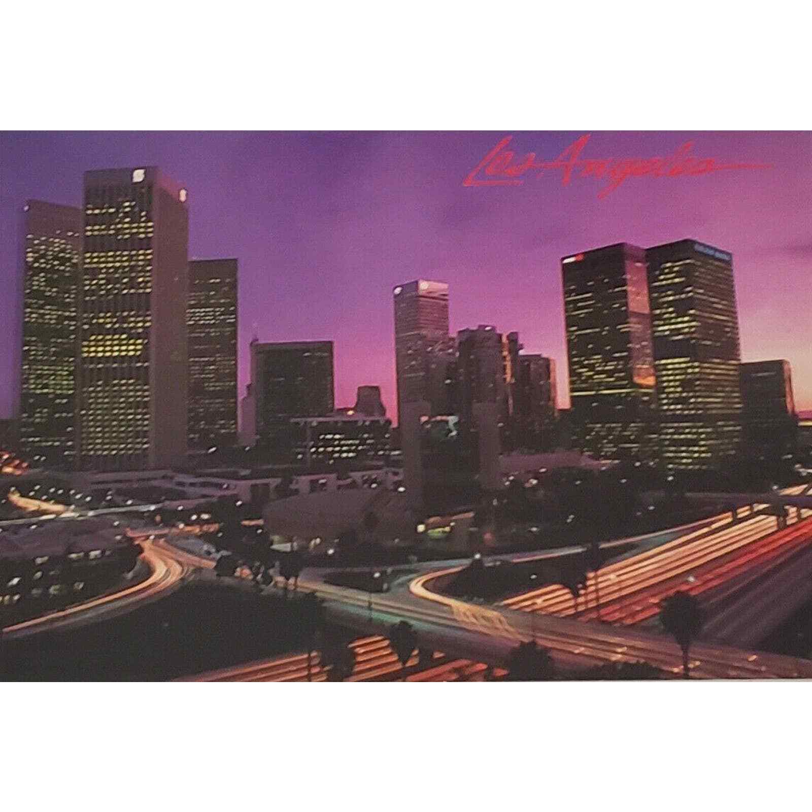 Los Angeles Skyline Roadways Sunset Los Angeles CA Postcard