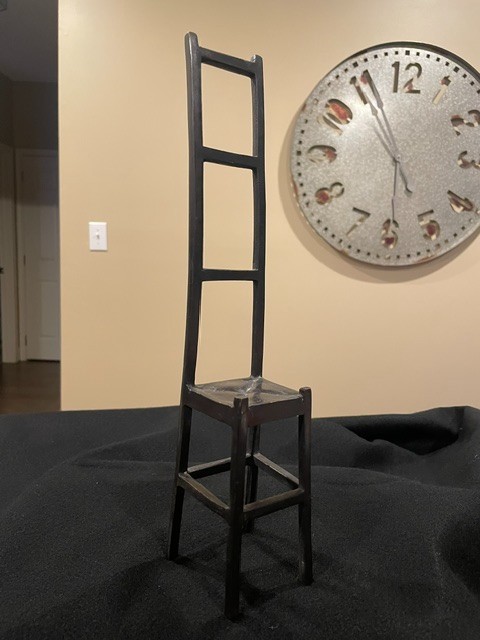 Vnt Brutalist Style Cast Iron Chair Miniature Ladder Back 15\