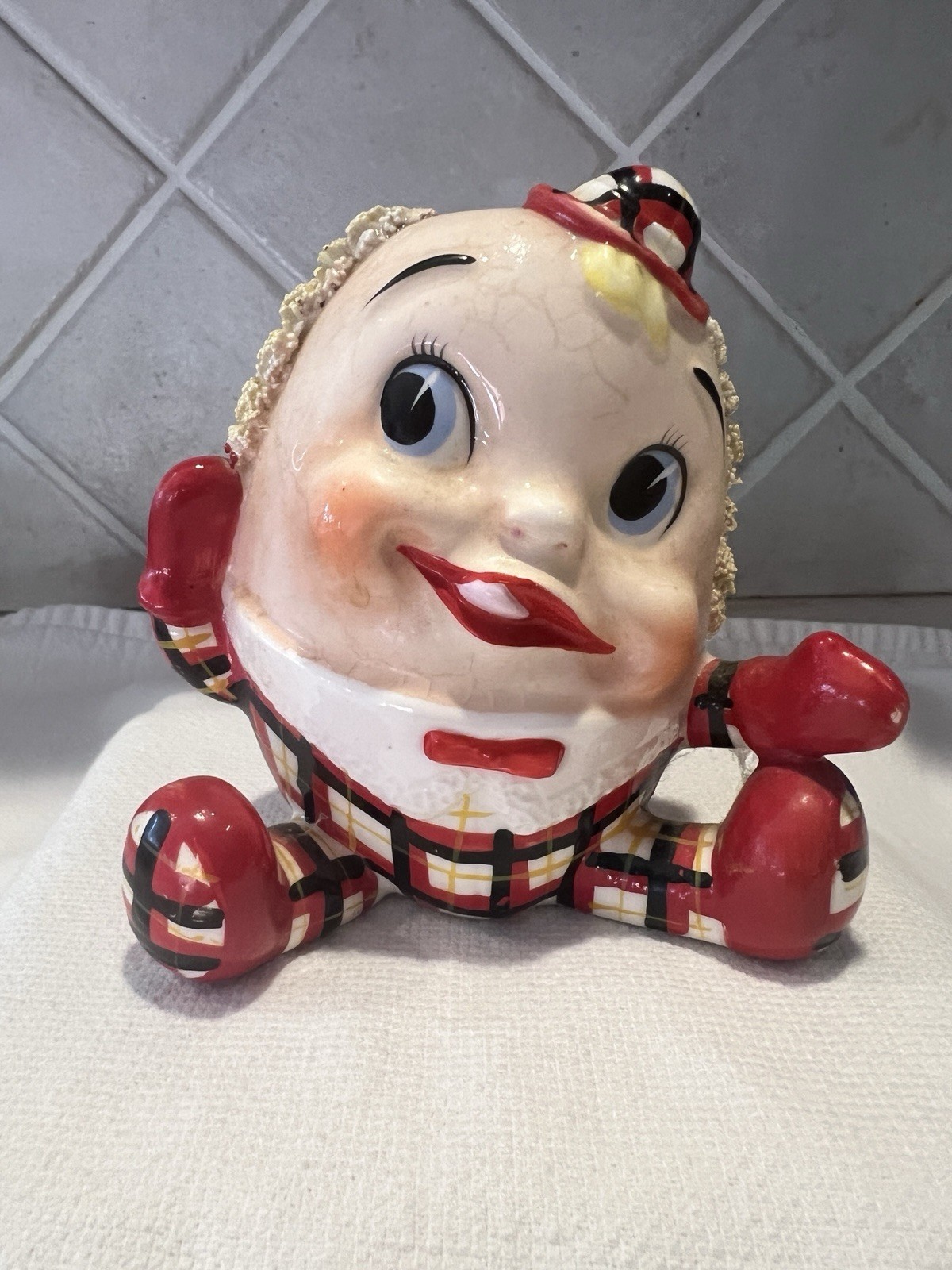 Vintage Lefton Japan Humpty Dumpty Ceramic Planter Vase