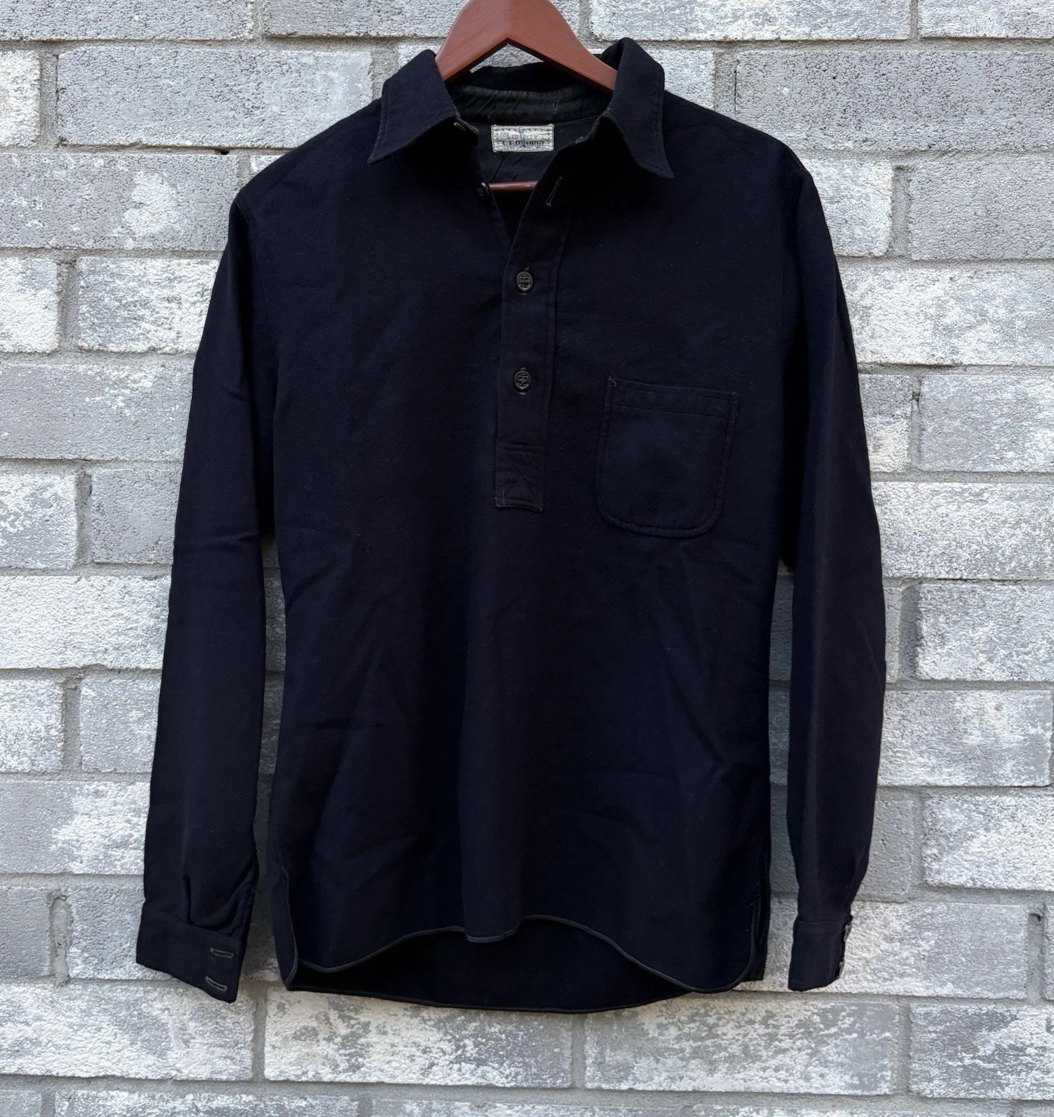VTG 1920s 1930s WW1 USN US Navy CPO Wool Work Uniform 1/2 Button Popover Shirt
