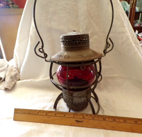 Vintage Dressel Arlington N.J. Frisco Lantern w/Red Frisco Glass