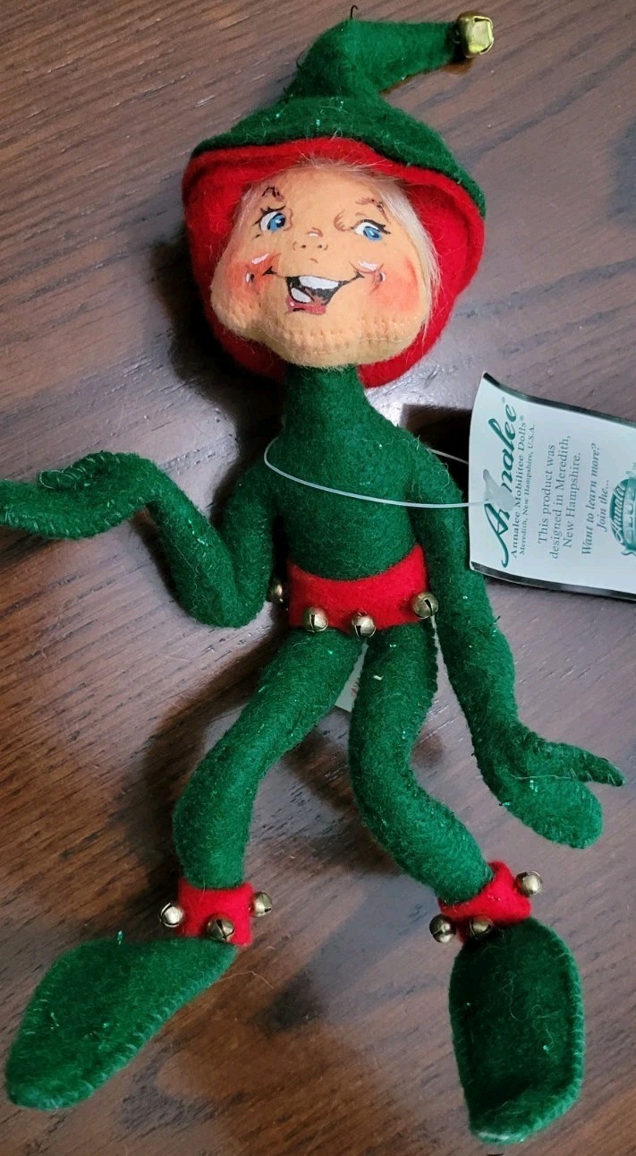 Annalee Dolls Large Green CHRISTMAS ELF Holiday Bendable Doll 2006  #738106