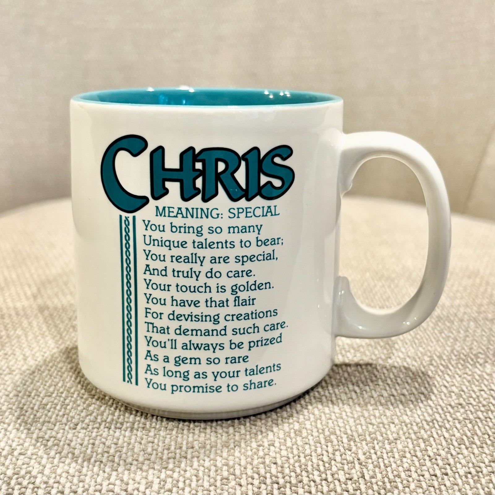 Vintage Papel Chris Coffee Mug Name Meaning Marci G. Poetry Made in Korea