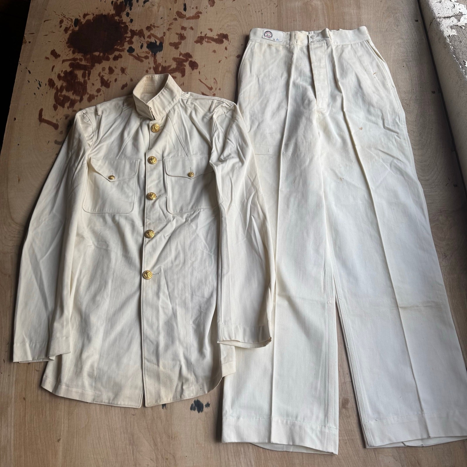 Portlite True Vintage Deadstock 1940s White Sailor Navy Two Piece Uniform Set Portlite True Vintage Deadstock 1940s White Sailor Navy Two Piece Uniform Set