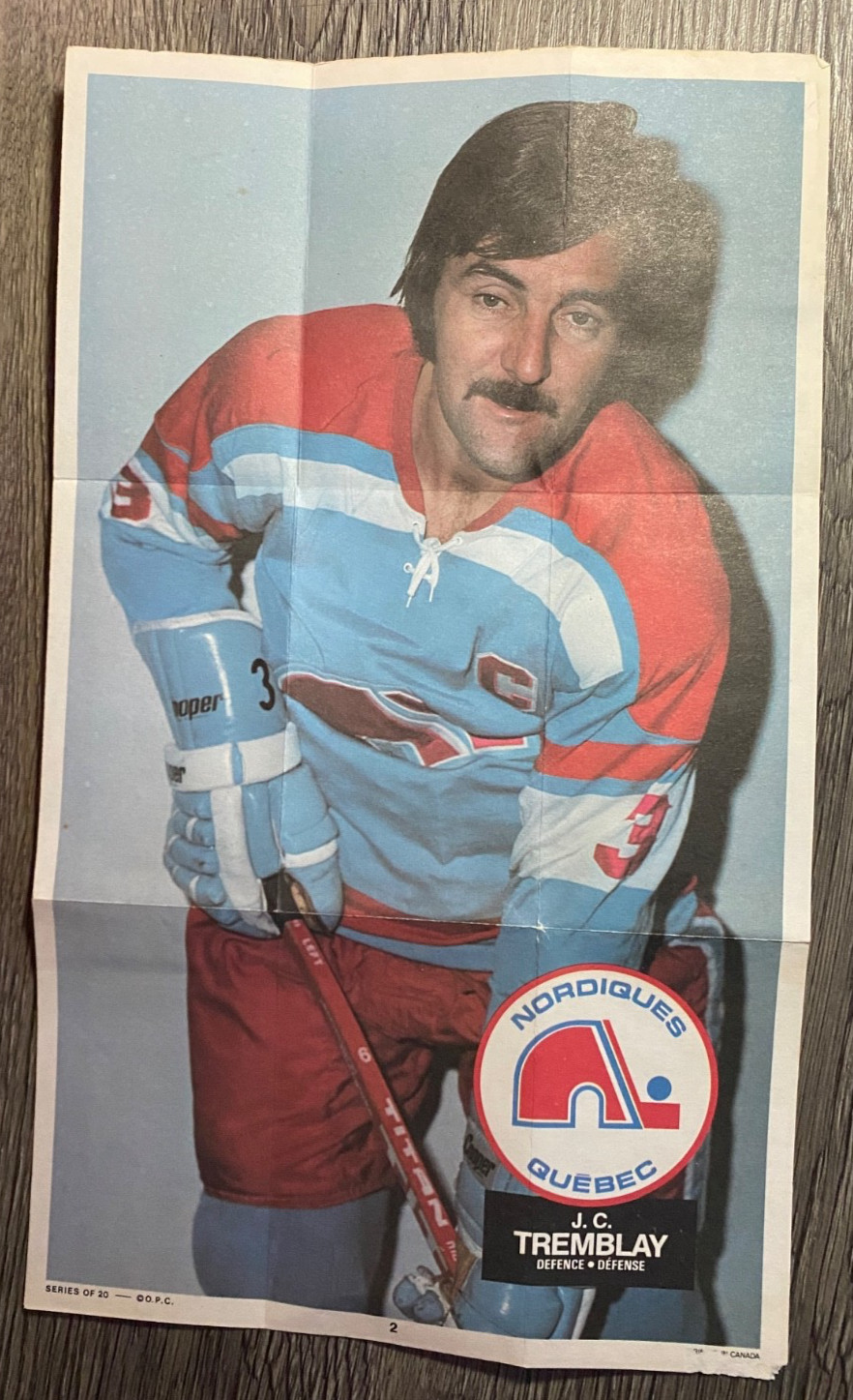 HOCKEY: 1973-73 OPC WHA POSTERS = 2 QUEBEC NORDIQUES, J.C. TREMBLAY & GUY DUFOUR
