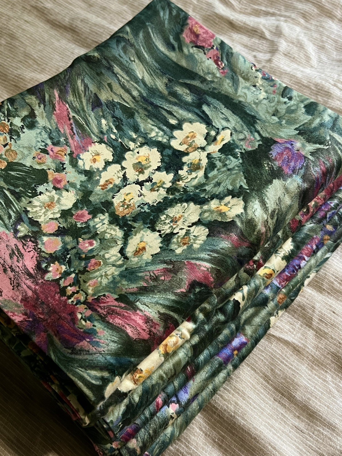 Vintage Sandown & Bourne ~16 yards Floral Fabric Made in England Screen Print