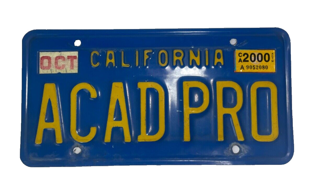 Vintage 80’s California License Plate, AUTOCAD PRO, Drafter, Vanity Plate