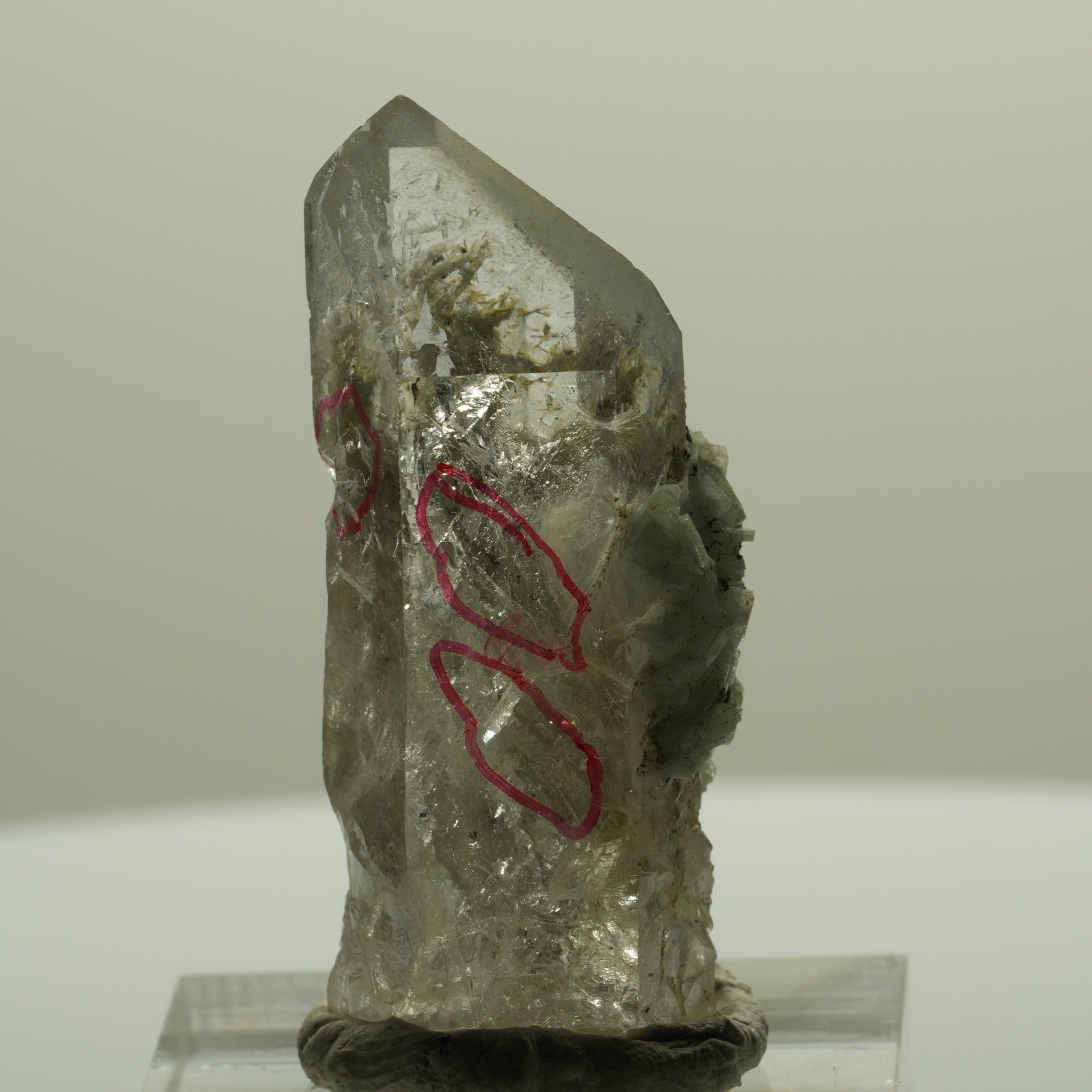 Enhydro Skeleton Phantom Smoky Quartz with Prehnite, 3x Bubble Streep Mine