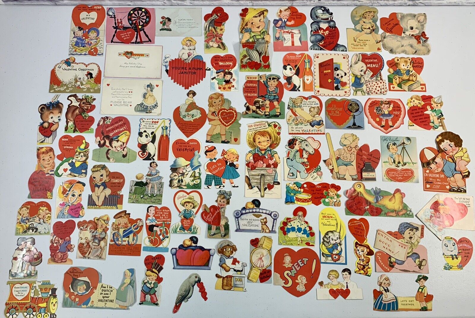 Huge Lot of 66 Vintage Valentine’s Day Cards 1920’s-1940’s Antique School