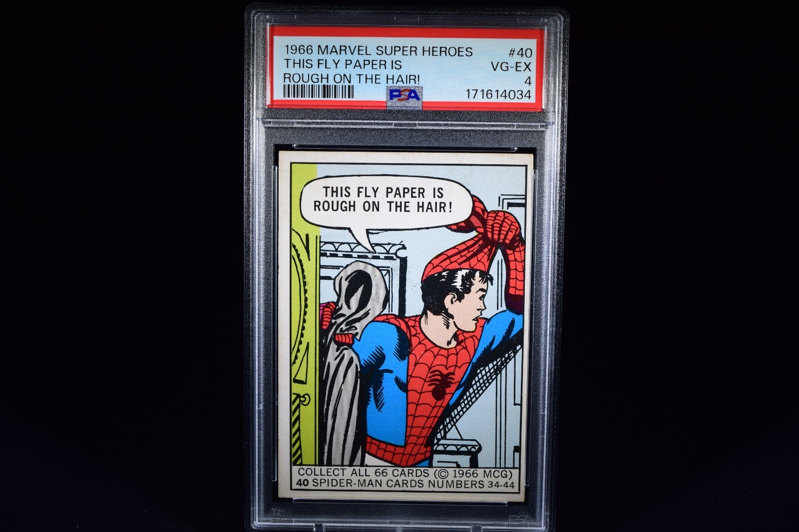 1966 Marvel Super Hero Spiderman This Fly Paper Is Rough On the Hair PSA 4