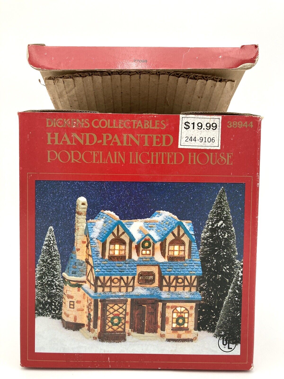 Dickens Collectibles XMas Antiques Shop Building Hand Painted Porcelain 38944