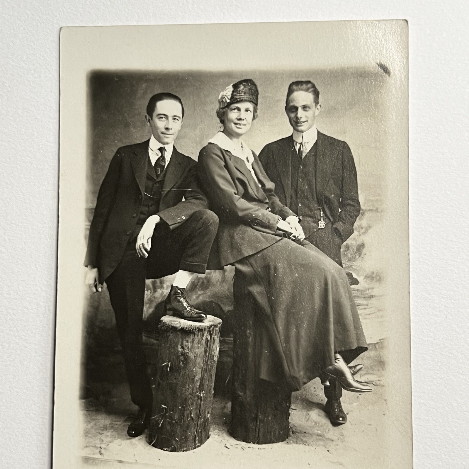 Antique RPPC Real Photograph Postcard Handsome Men Woman Venice Los Angeles CA
