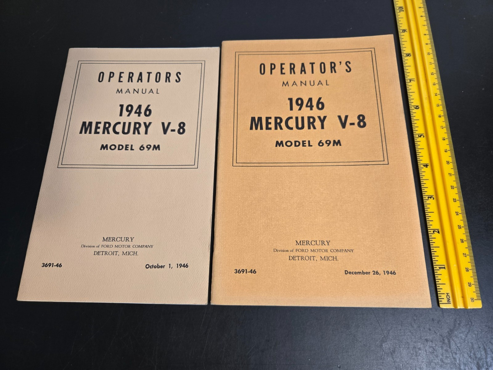 Automotive Ford Operator\'s Manual 1946 Mercury V-8 Model 69M lot of 2 issues