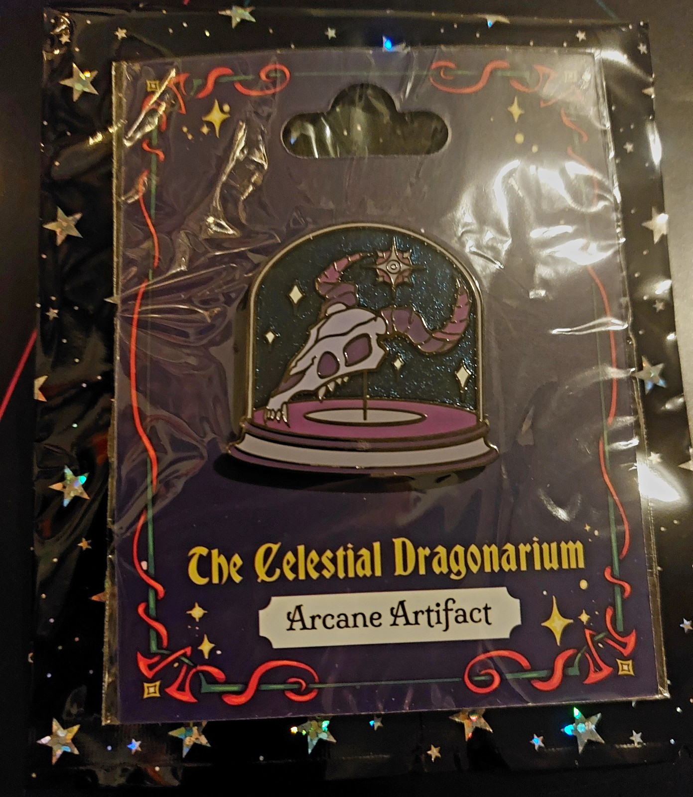 Dream Vale Studios Forgotten Artifact Dragon Skull Enamel Pin