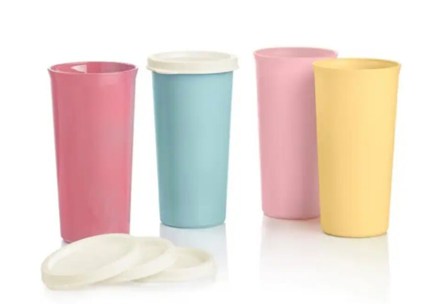 *SALE* Tupperware Vintage Style Collection 12oz Tumblers Liquid Tight Seals 4pc 