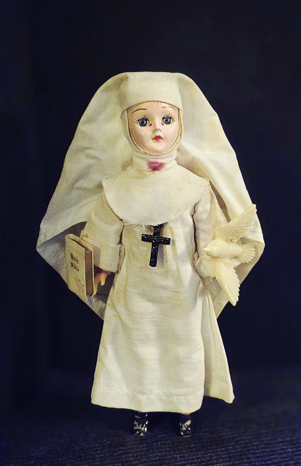 Artisian Vintage Hard Plastic NUN Doll STIGMATA Sleepy Eyes 7.5