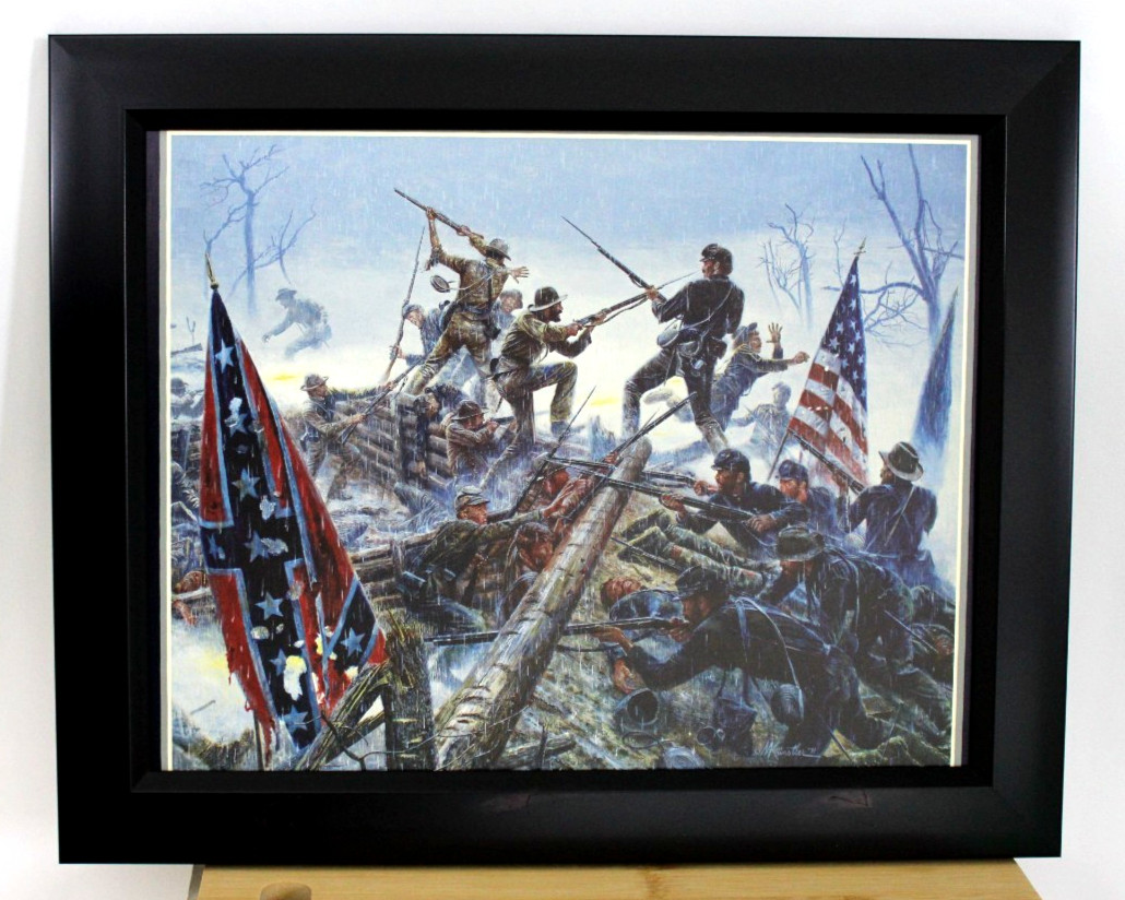 Lg Size Framed Civil War Print, Mort Kunstler BLOODY ANGLE Gettysburg July 1863