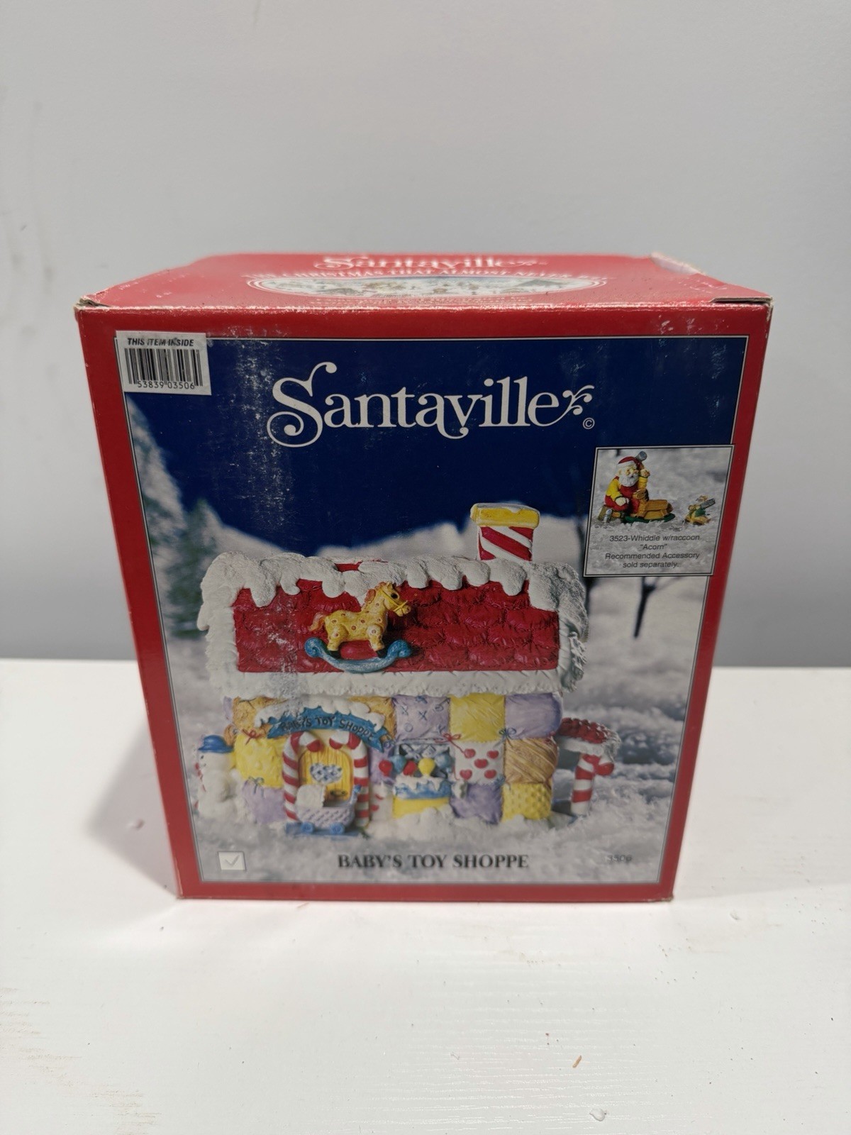 Vintage 1999 Flambro Santaville Baby\'s Toy Shoppe Village Box Booklet Lot