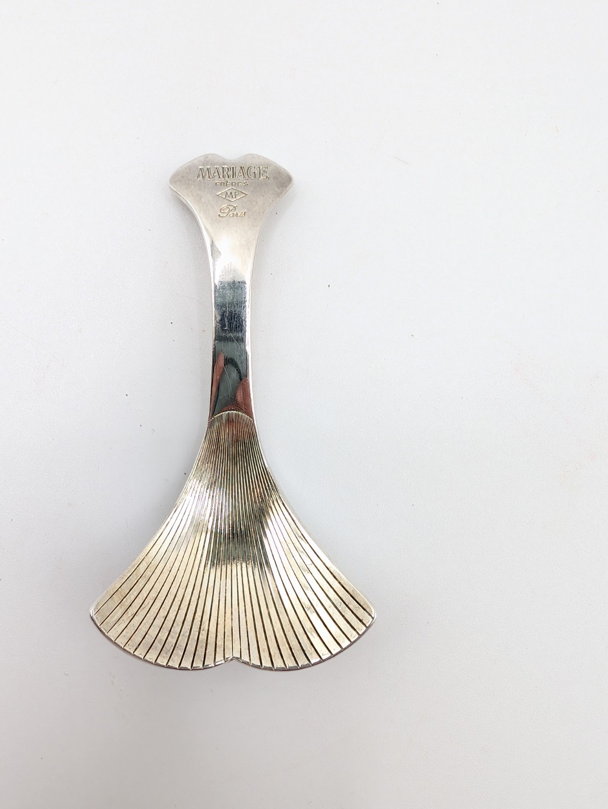 Mariage Freres Silverplate Tea Scoop Gingko Leaf Design