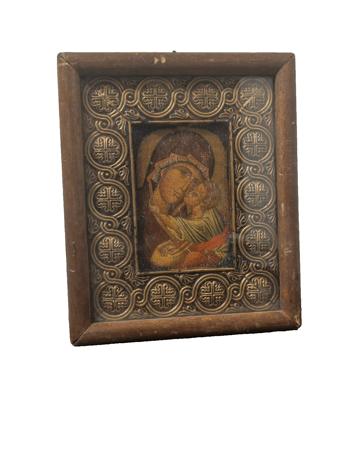 Vintage Madonna and Child Religious Icon Ornate Decorative Wall Plaque