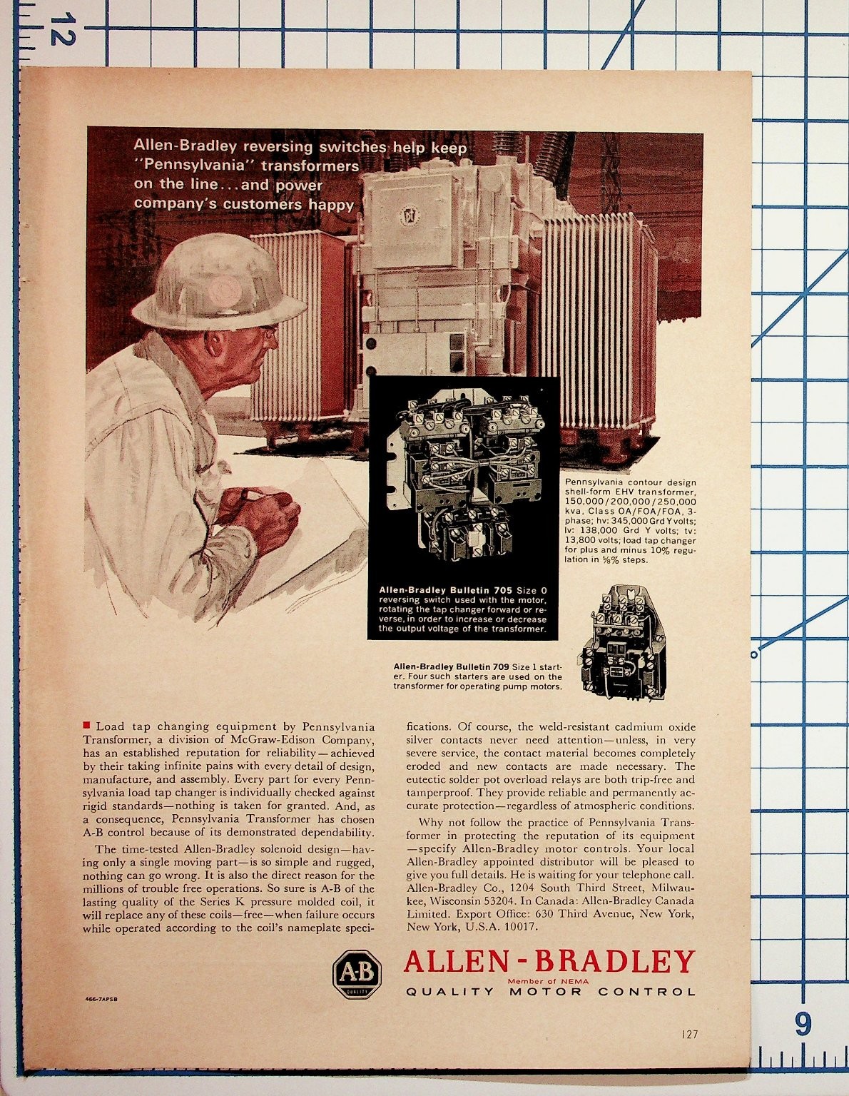 Vintage 1960s Allen-Bradley Pennsylvania Transformer Control Ad Ephemera