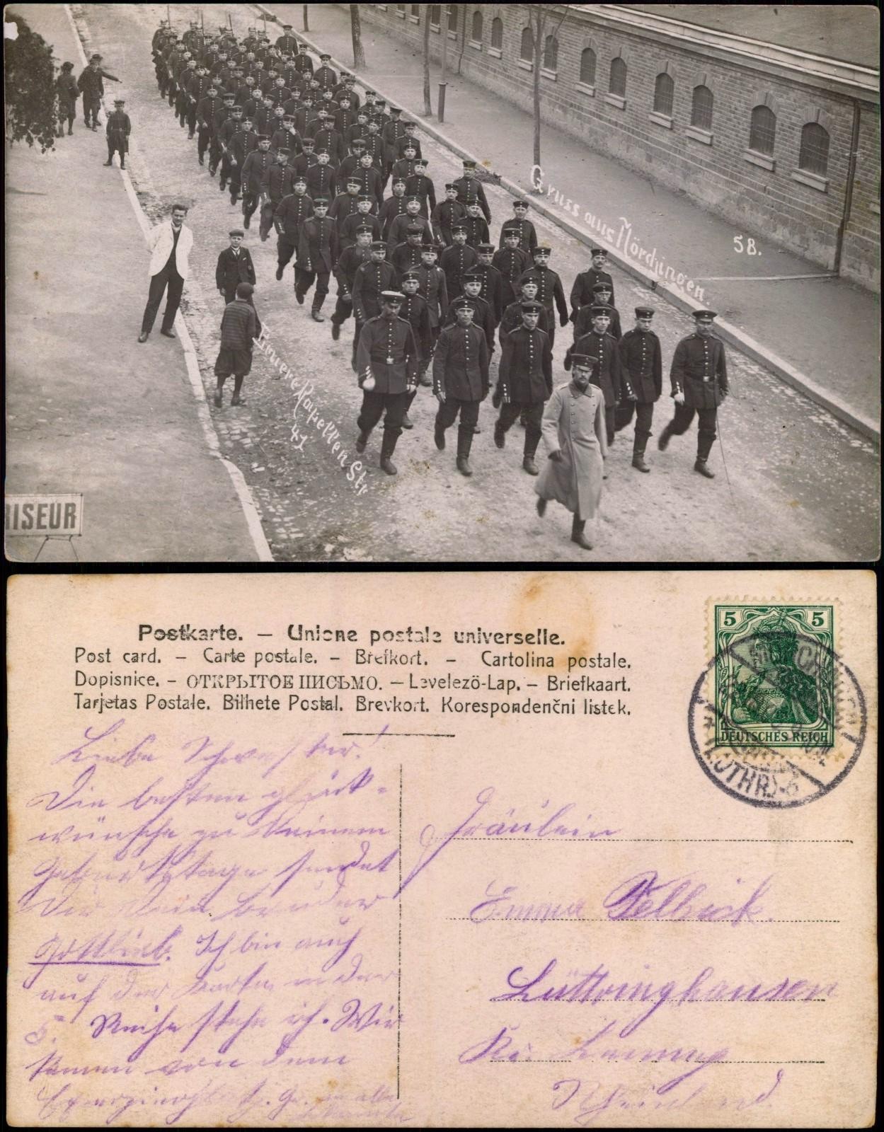 Mörchingen Kapellenstraße militaria soldiers Lorraine Lorraine photo postcard 1908