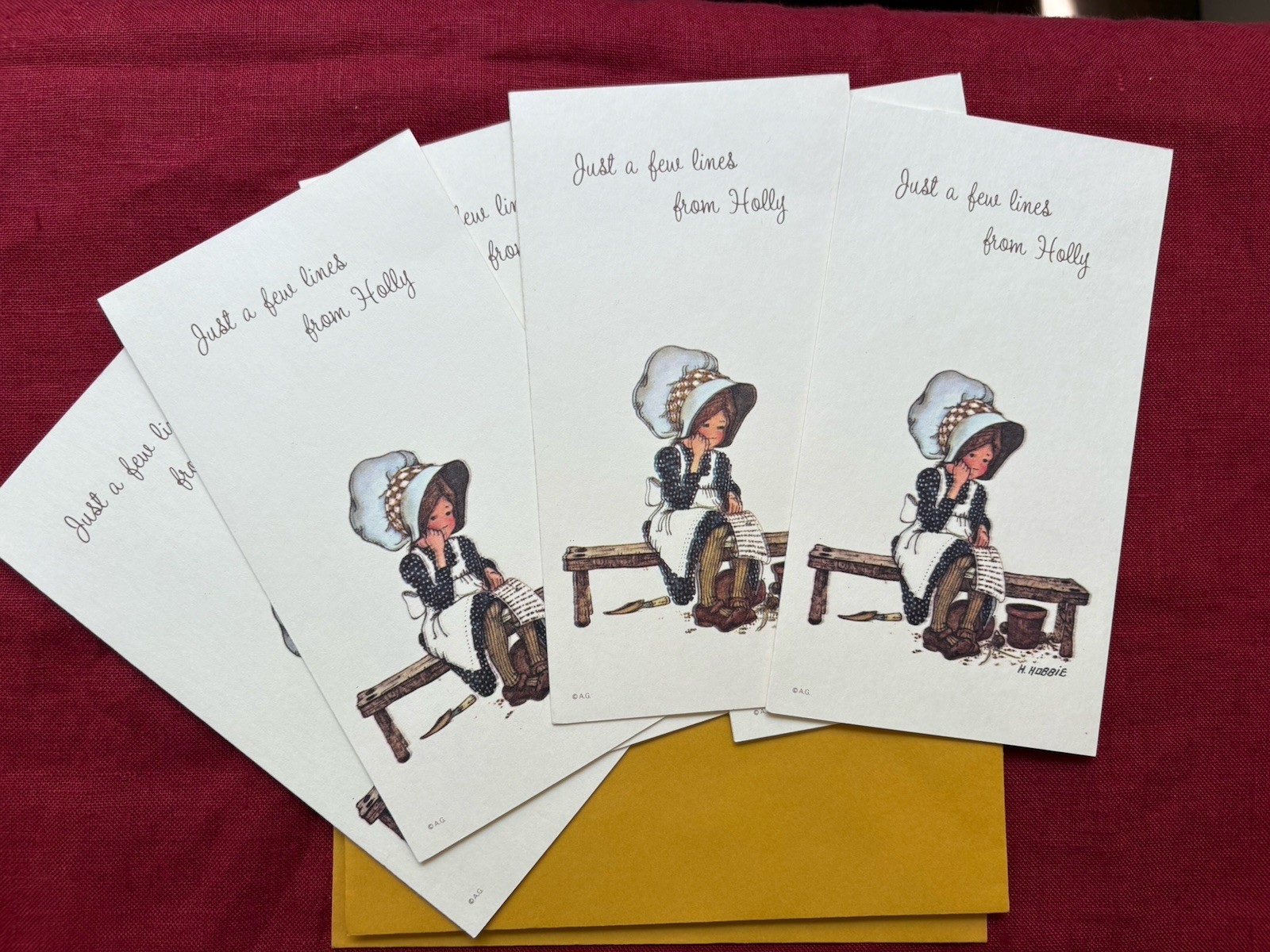 Set of 6 Vintage Holly Hobbie Greeting Cards Envelopes American Greetings Unused