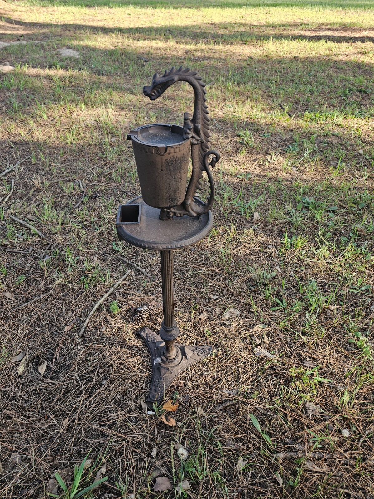 Cast Iron Dragon Standing Ashtray reproduction only a few left rustic brown