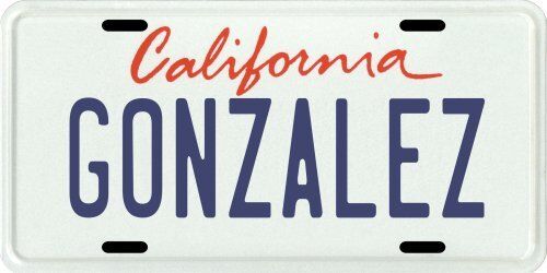 GONZALEZ or Your Name California License Plate - Customized License Plate