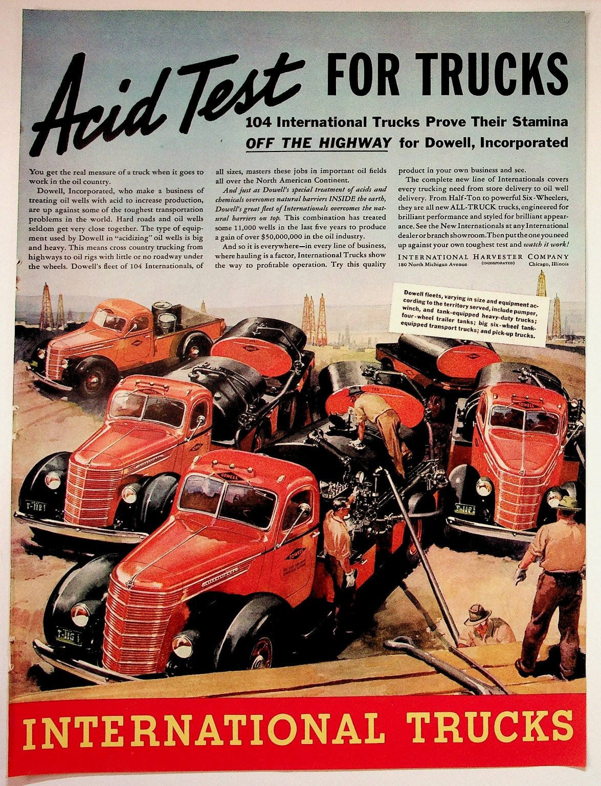 Vintage 1938 International Trucks Dowell Oil Field Ad Ephemera Vintage 1938 International Trucks Dowell Oil Field Ad Ephemera
