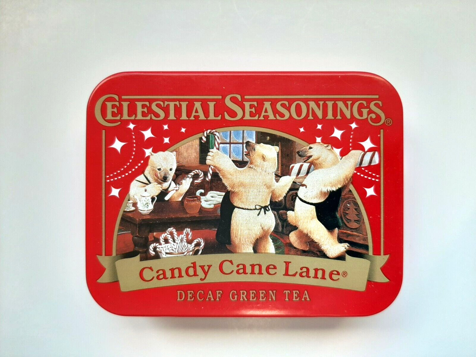 CELESTIAL SEASONINGS Miniature Tea Tin--Candy Cane Lane (NEW/empty)