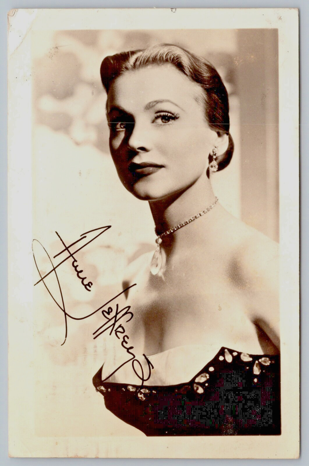 Postcard RPPC, Anne Jeffreys Autographed Signed Photograph Posted 1954