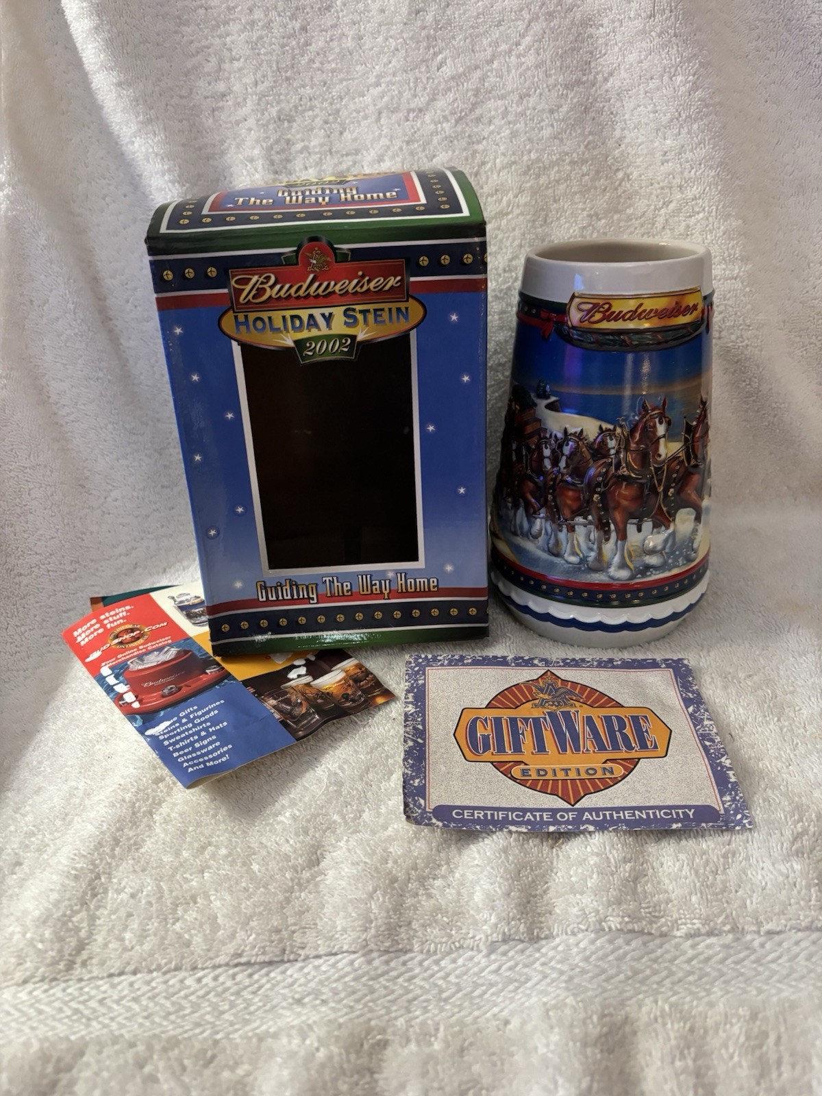 2002 Budweiser Holiday Beer Stein/Guiding The Way Home/Lighthouse#CS529-W/COA