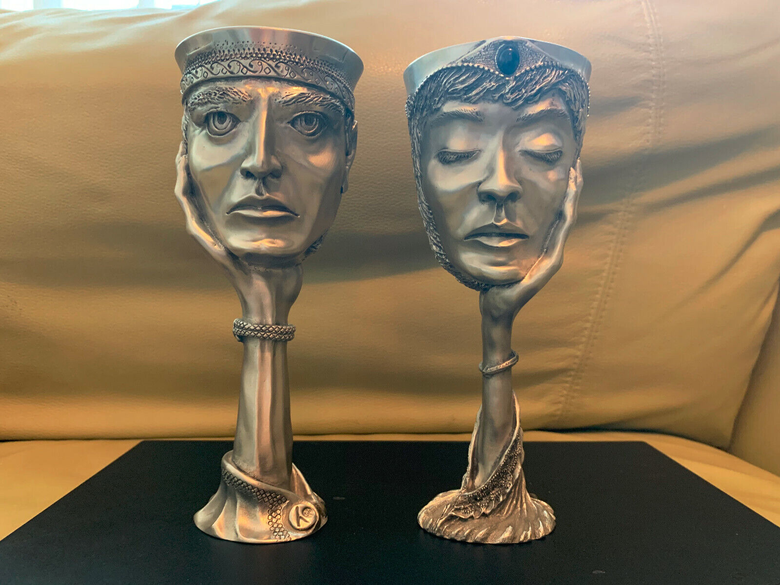 (LOT) Royal Selangor Lord of the Rings Galadriel & Celeborn Pewter Goblet No Box