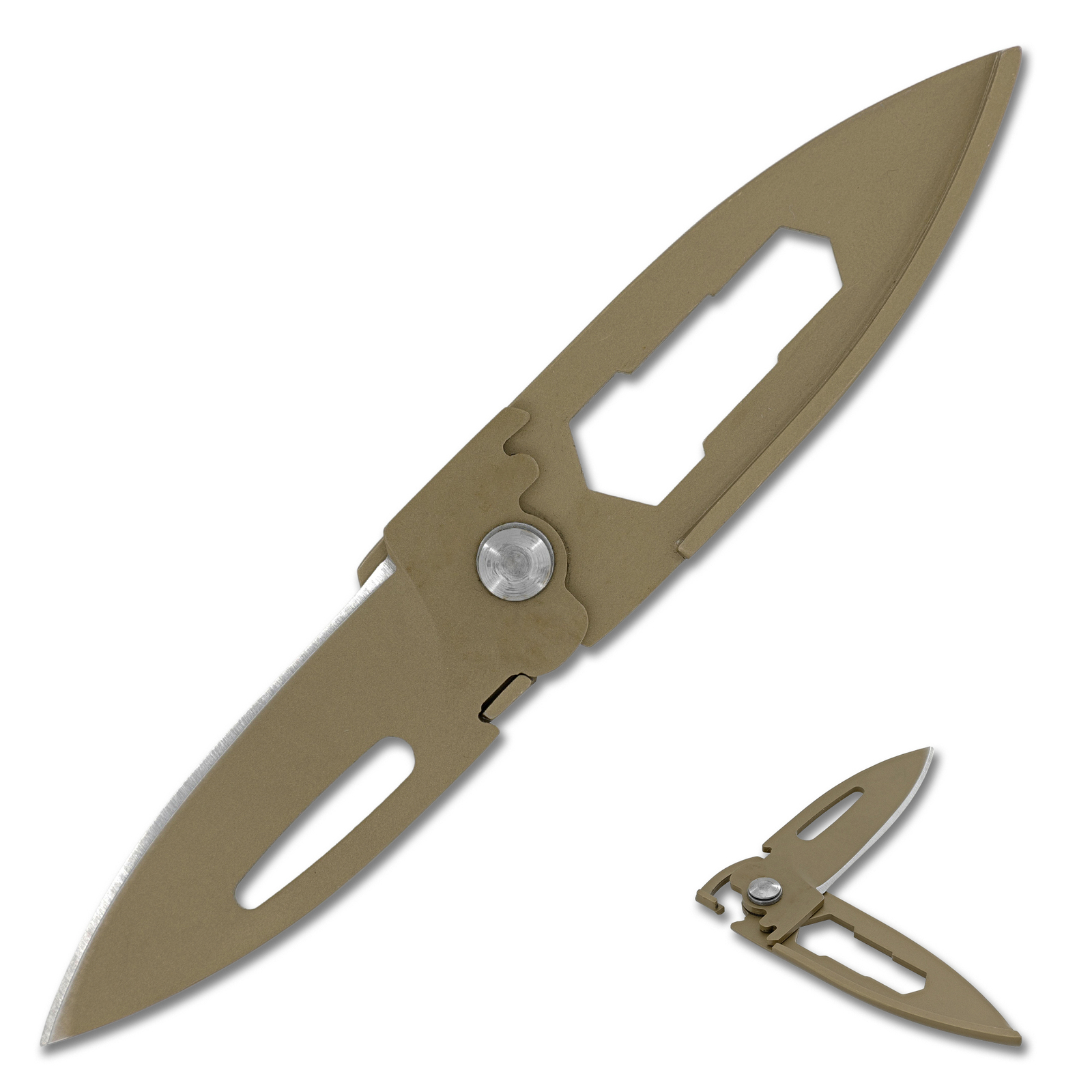 Field Cricket Utility Knife Free Lock Emergency Folding Slim Gold Finish 4.5\