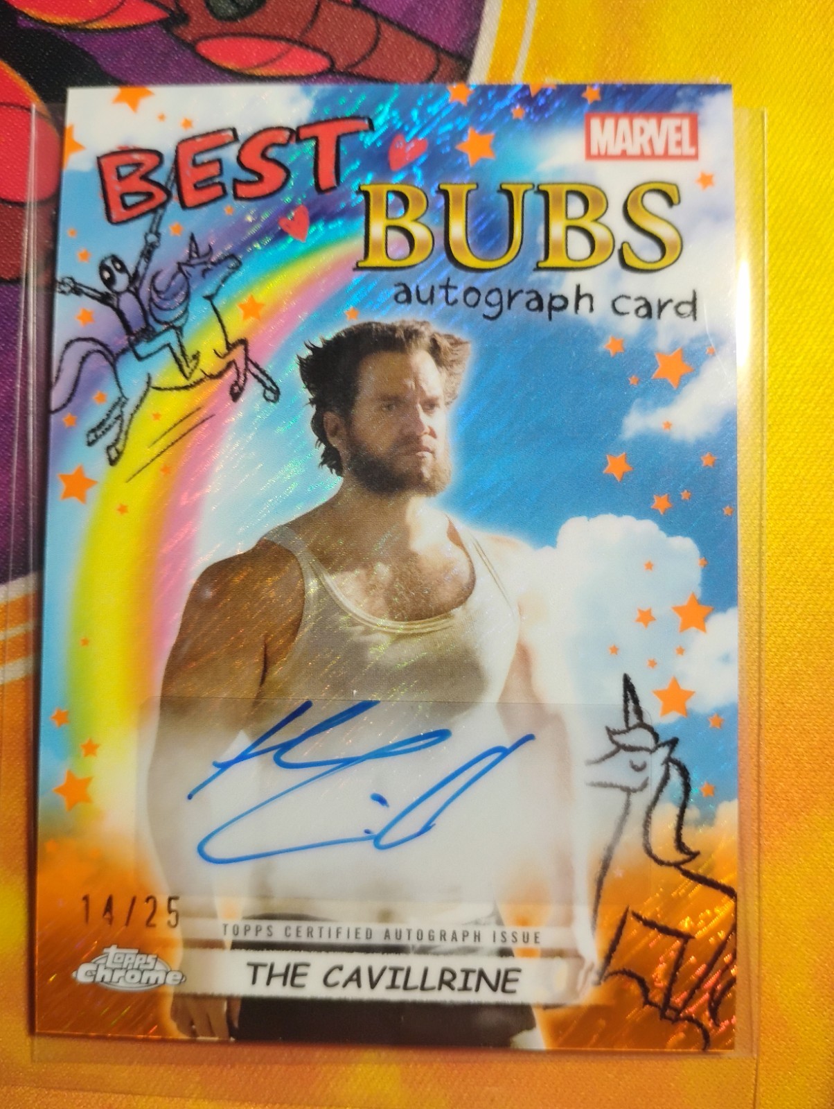 2025 Topps Deadpool Chrome Henry Cavill Best Bubs Auto Orange 14/25 Cavillrine 2025 Topps Deadpool Chrome Henry Cavill Best Bubs Auto Orange 14/25 Cavillrine