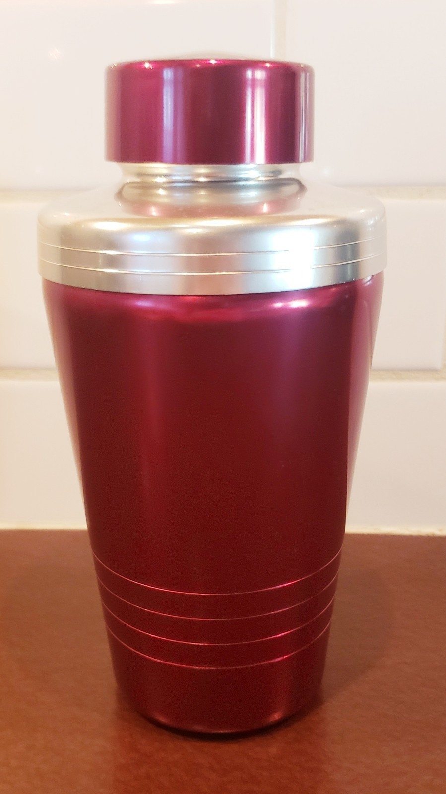 Vintage Mirro Red Aluminum Cocktail Shaker 