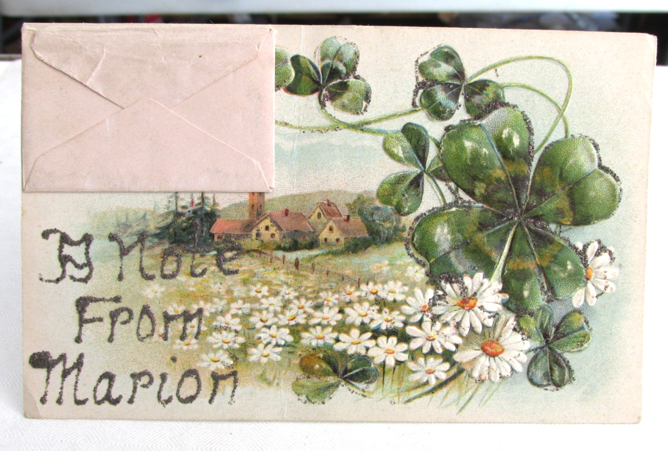 1908-15 MARION ( INDIANA ) Postcard A Note From Marion Glitter Greetings