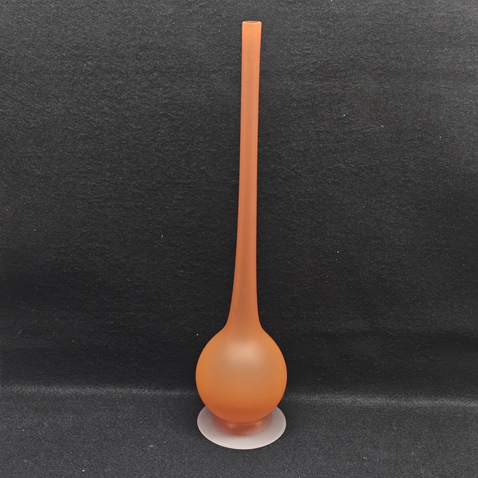 Carlo Moretti Orange Satinato Glass Vase Vtg 1960-70’s Tall Bulbous Frosted MCM