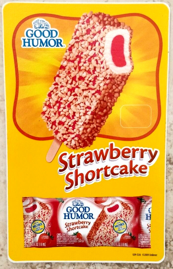 Lot of 2 Good Humor Strawberry Shortcake Bar Novelty Ice Cream Truck Decal 8\