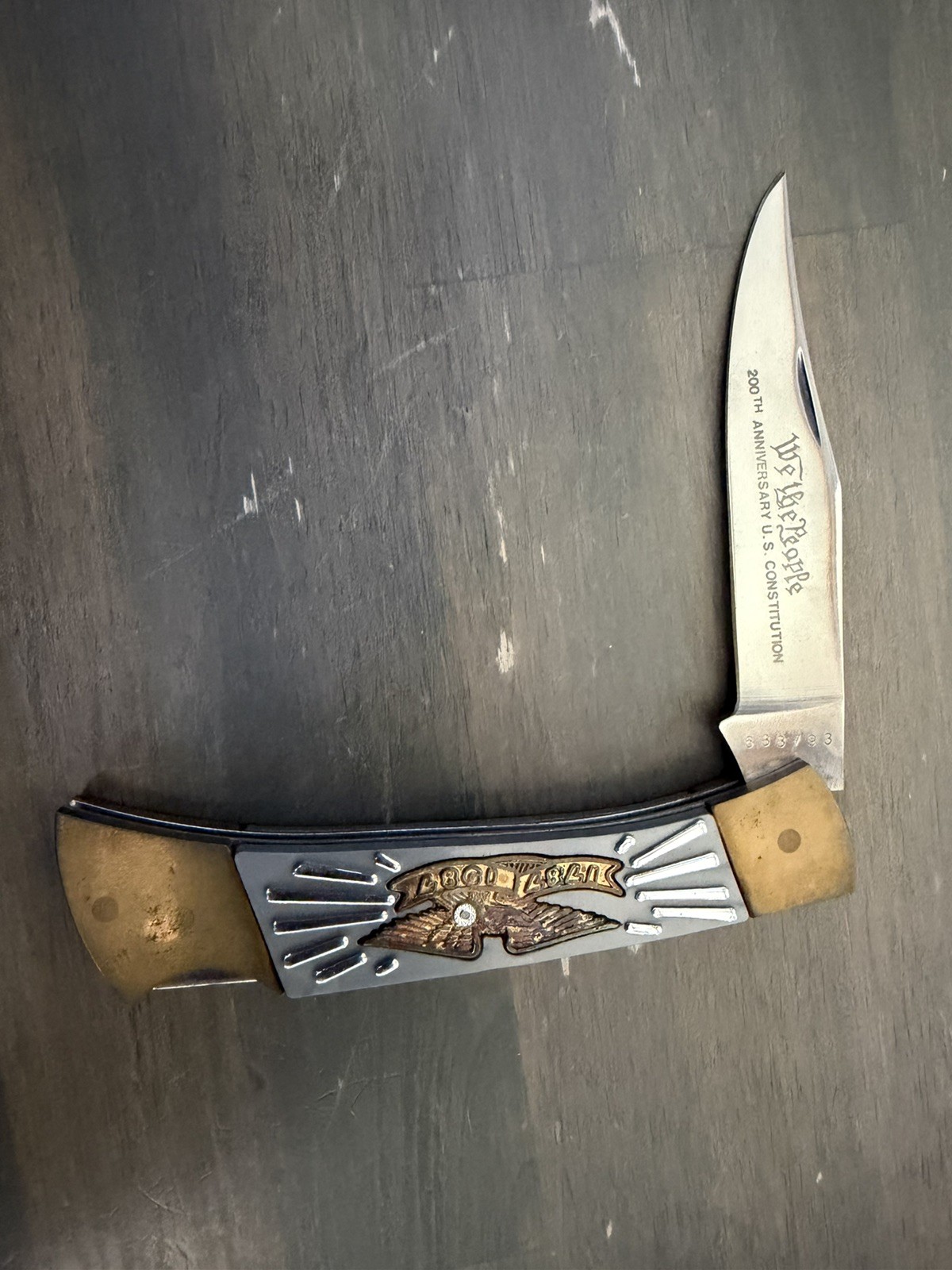 U.S. Constitution 1987 Bicentennial Commemorative Diamond Knife 24K Gold Layered